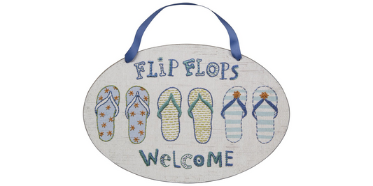 PBK Summer Decor - Flip Flops Welcome Wreath Wall Door Sign