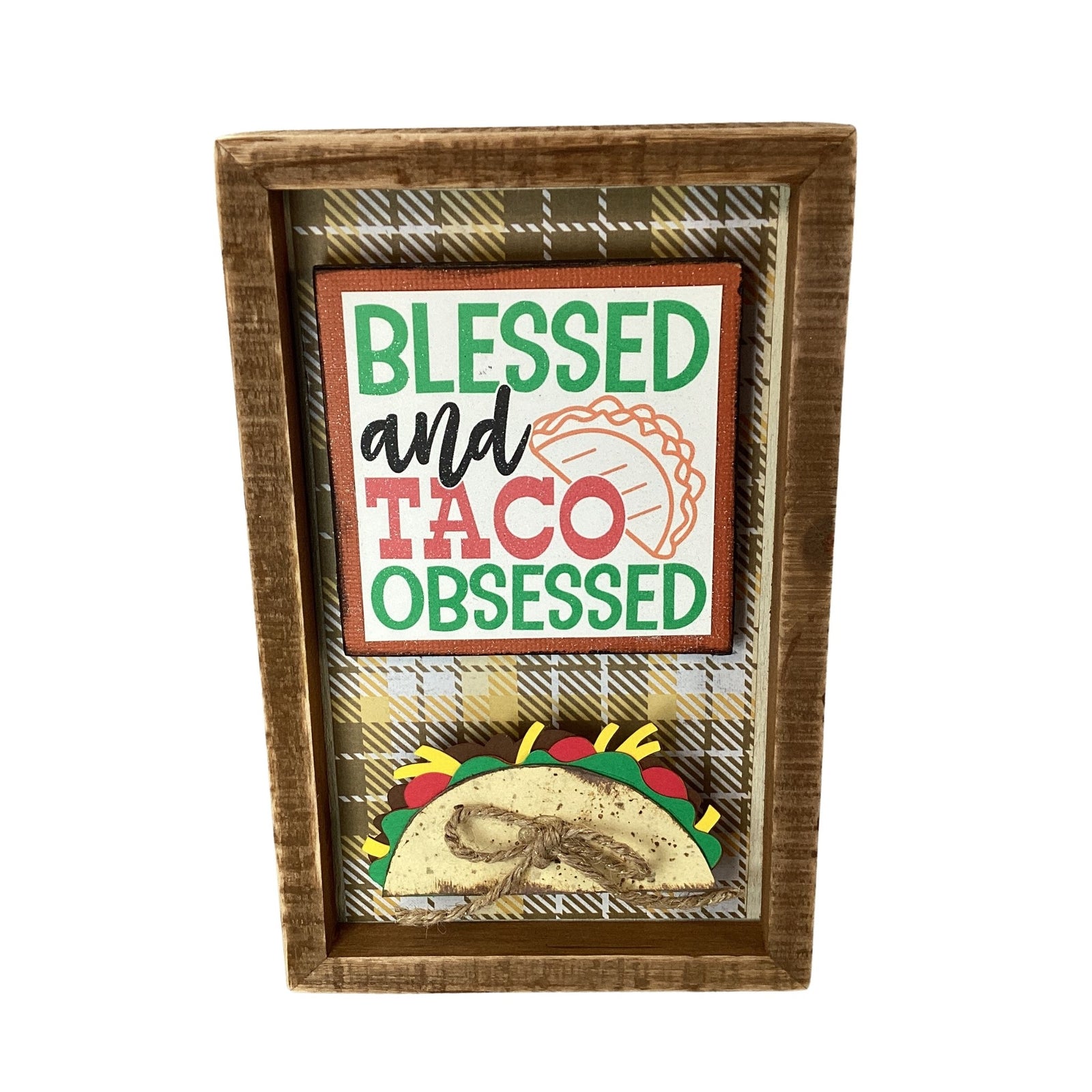 AGD AGD Cinco De Mayo Decor - Blessed and Taco Obsessed Inset Sign