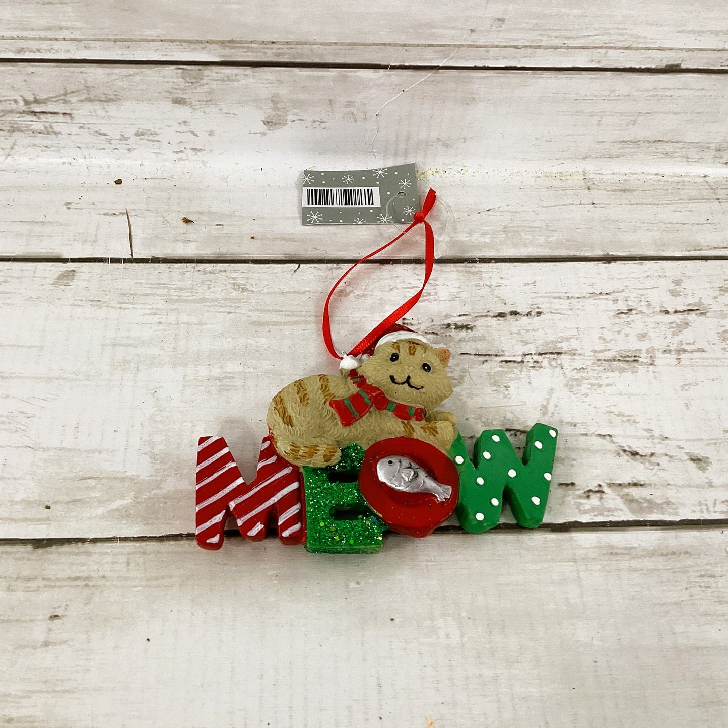 HL Christmas Decor - Meow Cat Fish Plate Resin Ornament 1pc