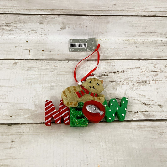 HL Christmas Decor - Meow Cat Fish Plate Resin Ornament 1pc