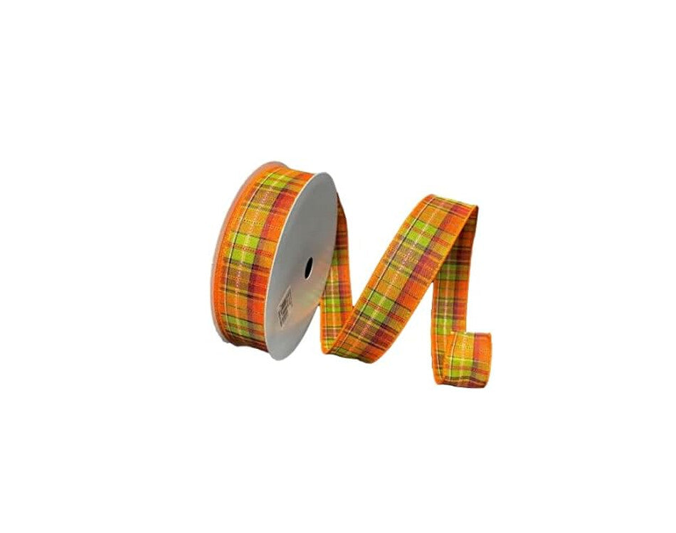 CO Fall Craft Supply - Bright Traditional Plaid Fall  Ribbon 1.5-inch 50yd Roll