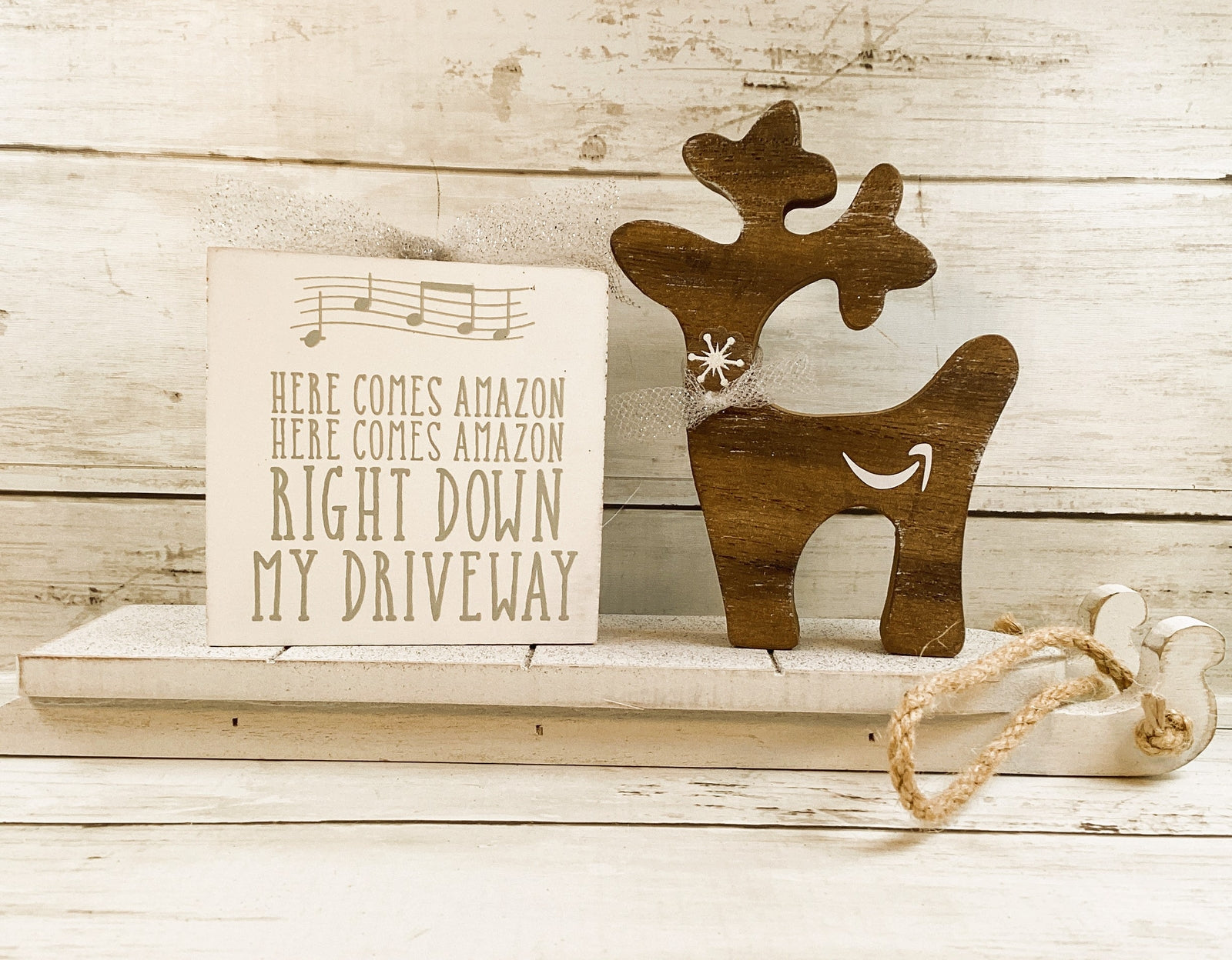 AGD Christmas Decor - Snarky AZ Delivery Driveway Sled Reindeer Trees 4pc