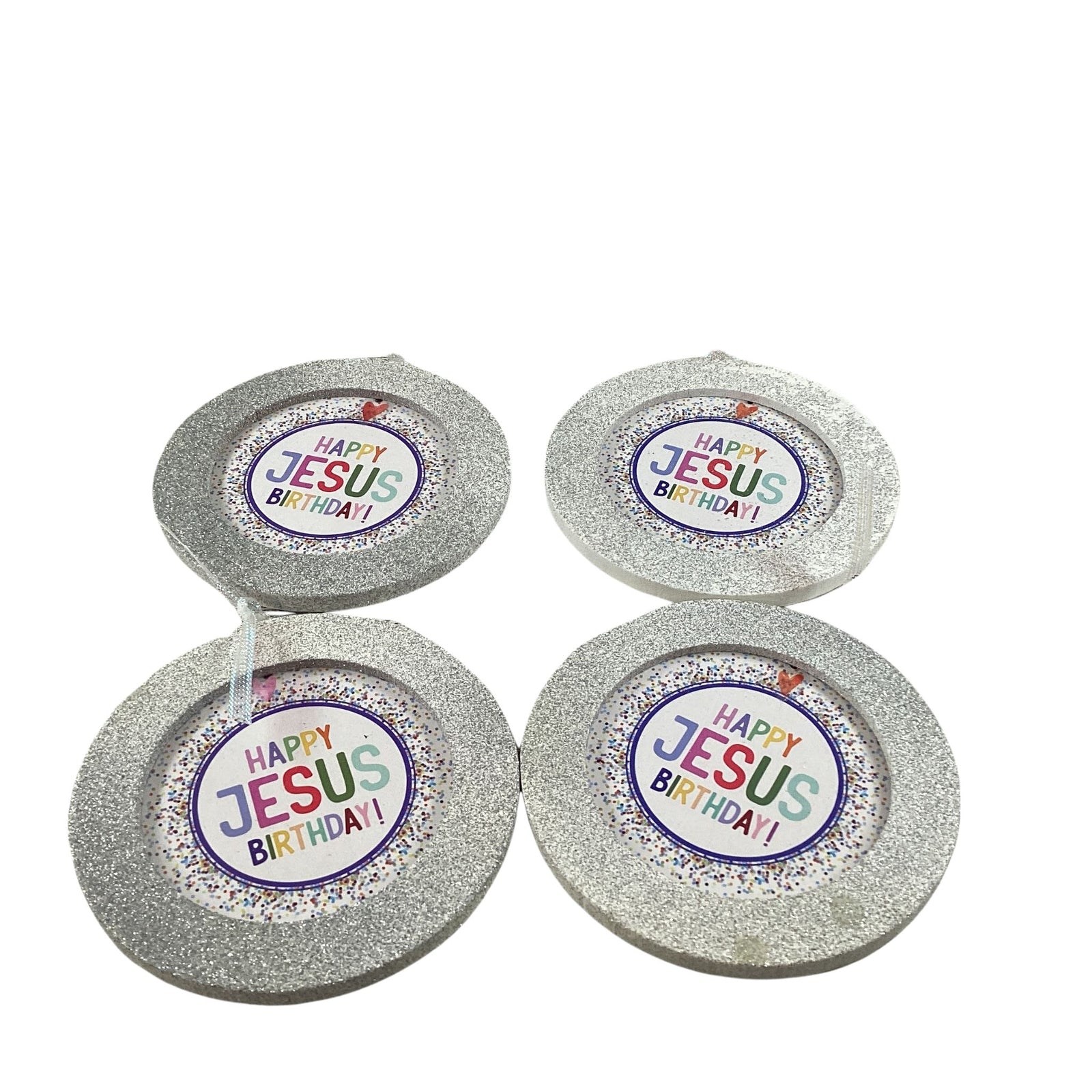 AGD Christmas Decor - Happy Birthday Jesus Ornaments 4pc Set