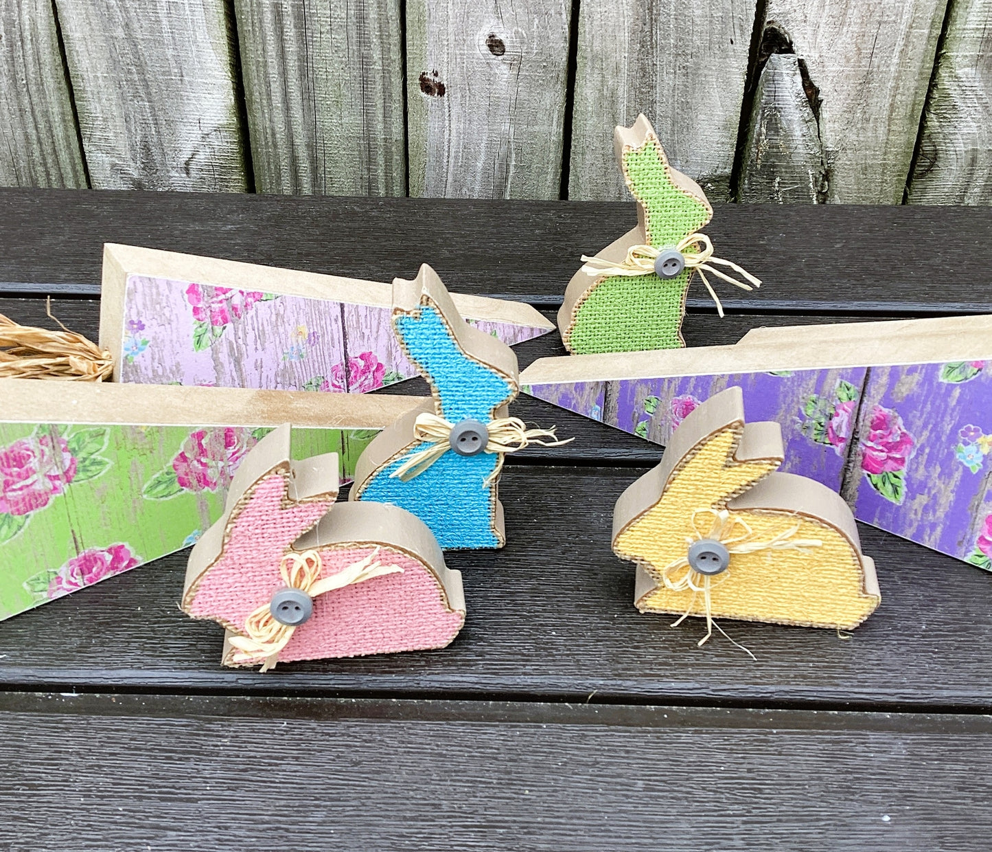 AGD Easter Decor - Reversible Chunky Wood Carrot Runny Rabbit 8pc