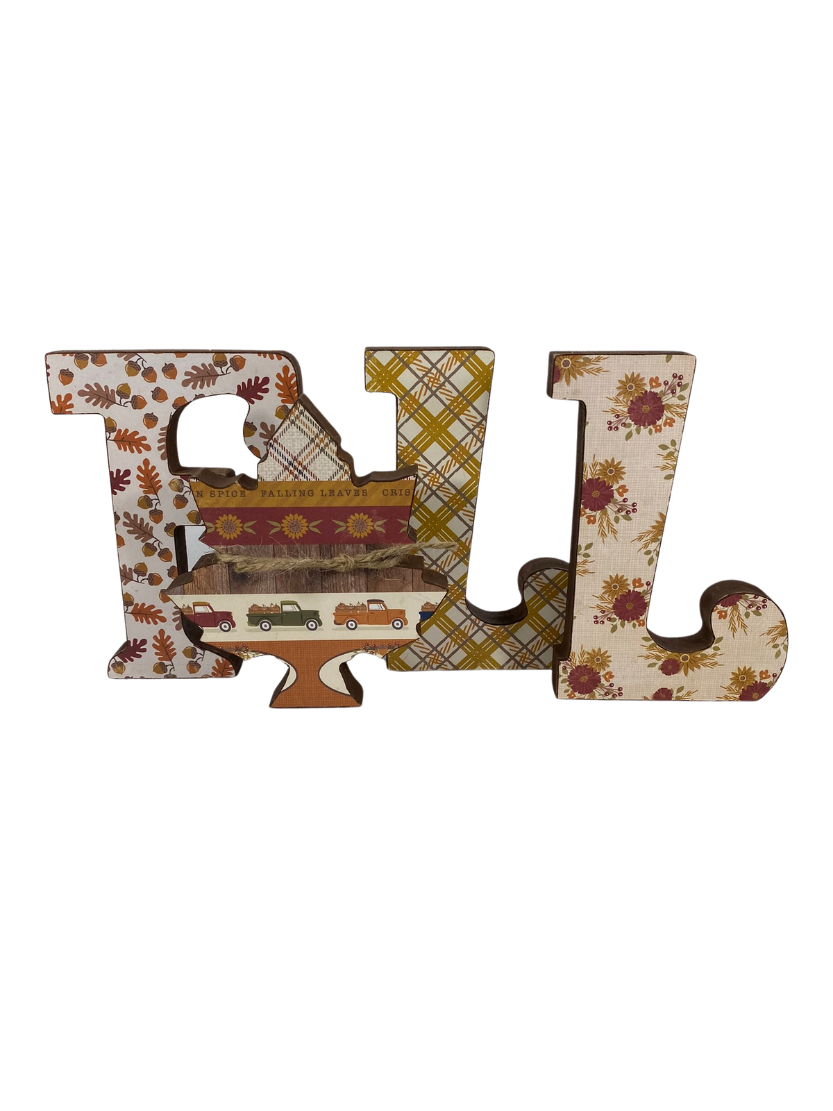 AGD Fall Decor - F A L L Leaf Chunky Joy Letters Tabletop Sign