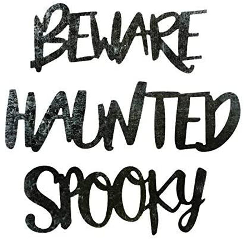 DT Halloween Craft Supply - Haunted Spooky Beware Metal Die Cut Words