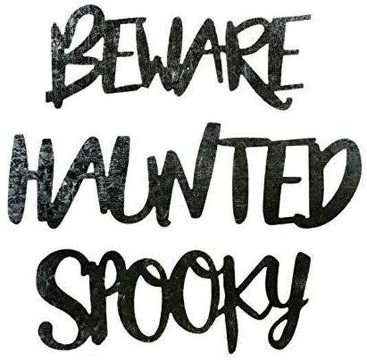 DT Halloween Craft Supply - Haunted Spooky Beware Metal Die Cut Words