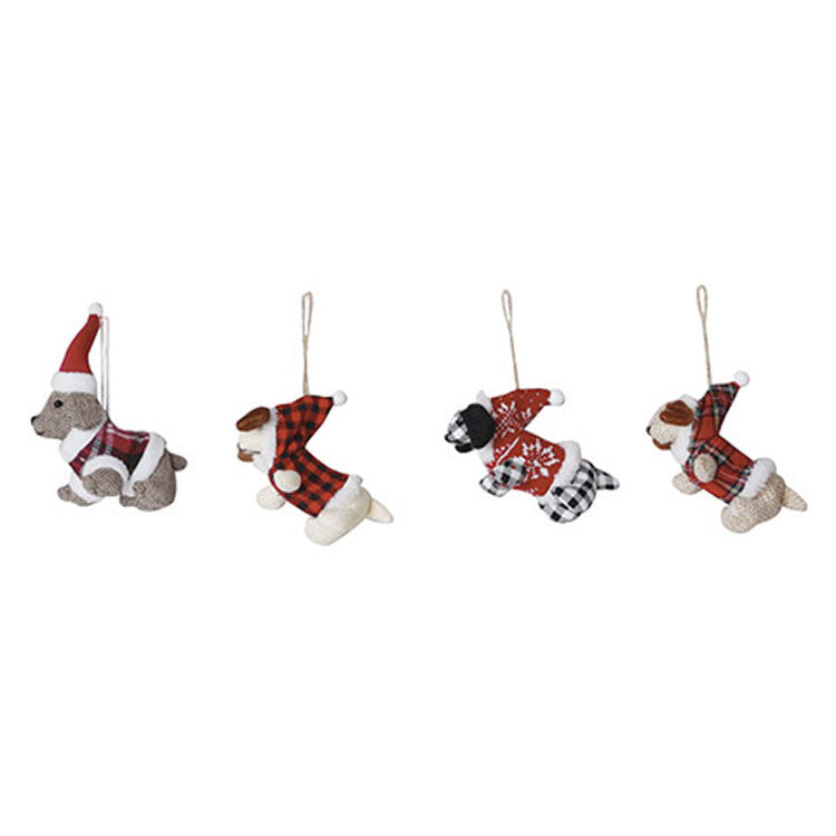 Darice Christmas Decor - Puppy Dogs in Sweater Ornaments 4pc Set