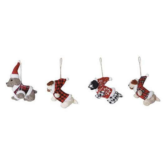Darice Christmas Decor - Puppy Dogs in Sweater Ornaments 4pc Set