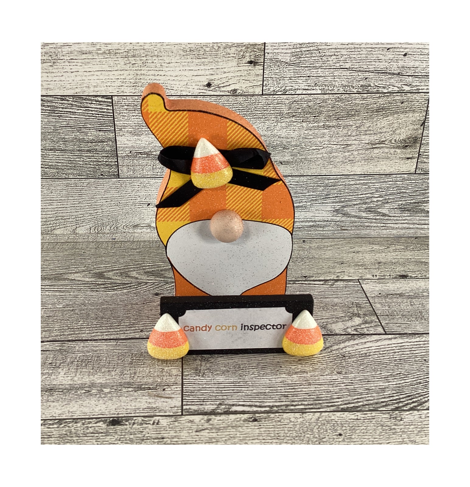 AGD Halloween Decor -  Halloween Decor - Orange Yellow White Candy Corn Gnome