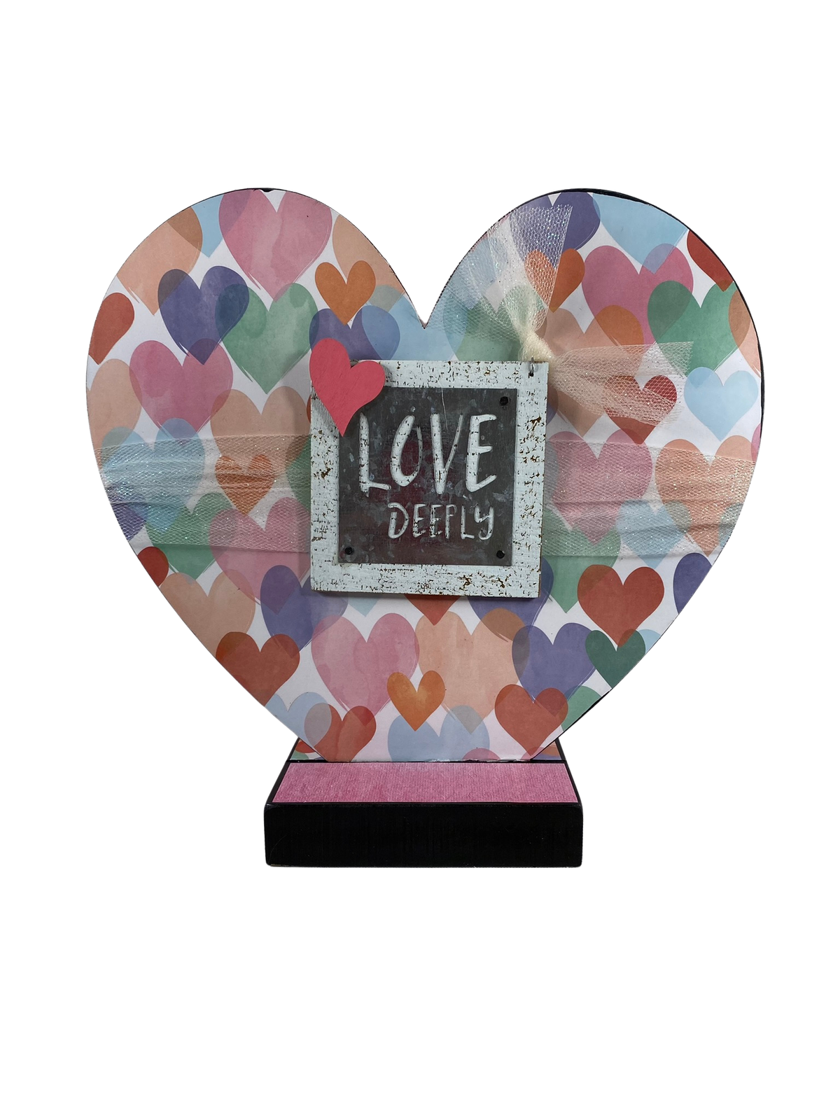 AGD Valentines Decor - Love Deeply Double-sided Heart Table Sitter 12inch