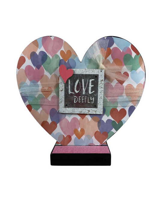 AGD Valentines Decor - Love Deeply Double-sided Heart Table Sitter 12inch