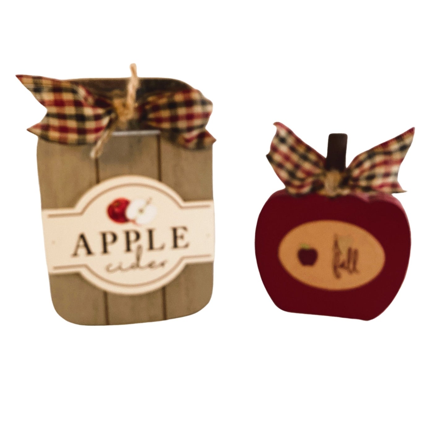 AGD Fall Decor - Chunky Wood Apple and Cider Jar 2pc Set