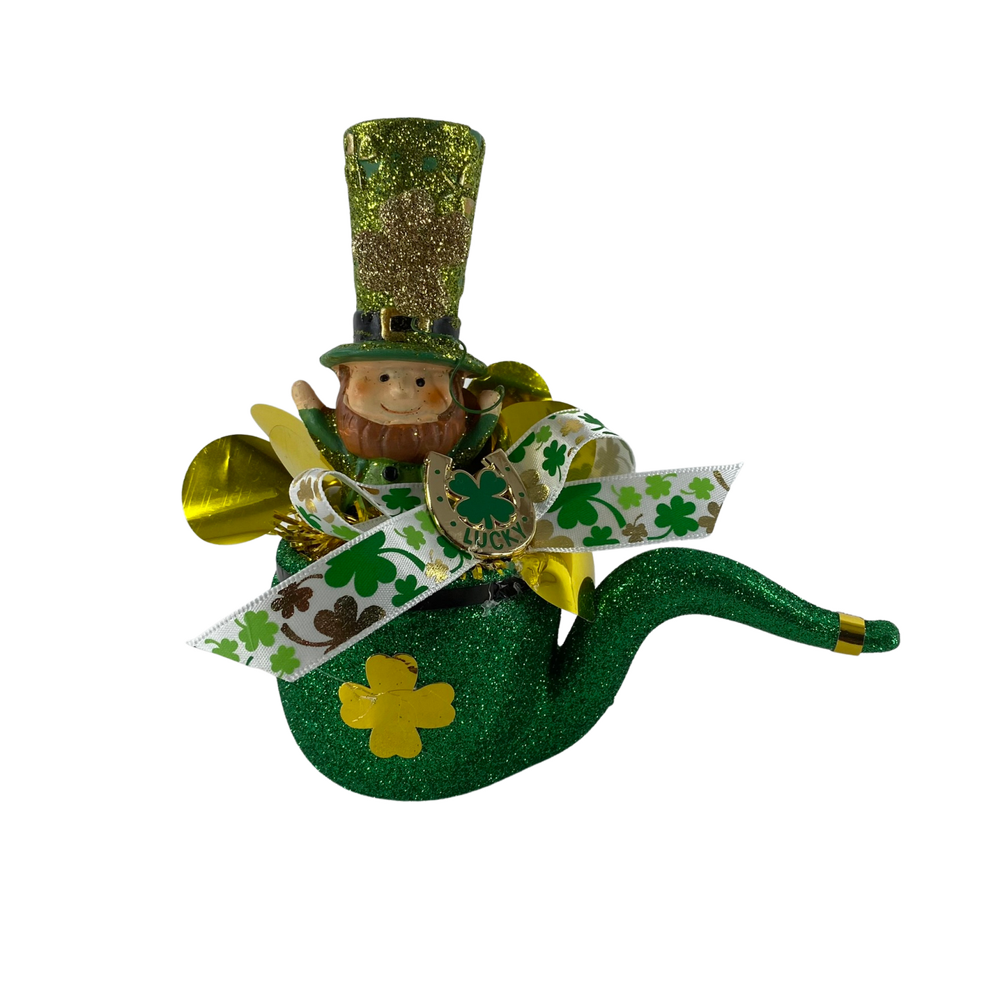 AGD St Patrick's Decor -  Resin Leprechaun Figurine Pipe Display