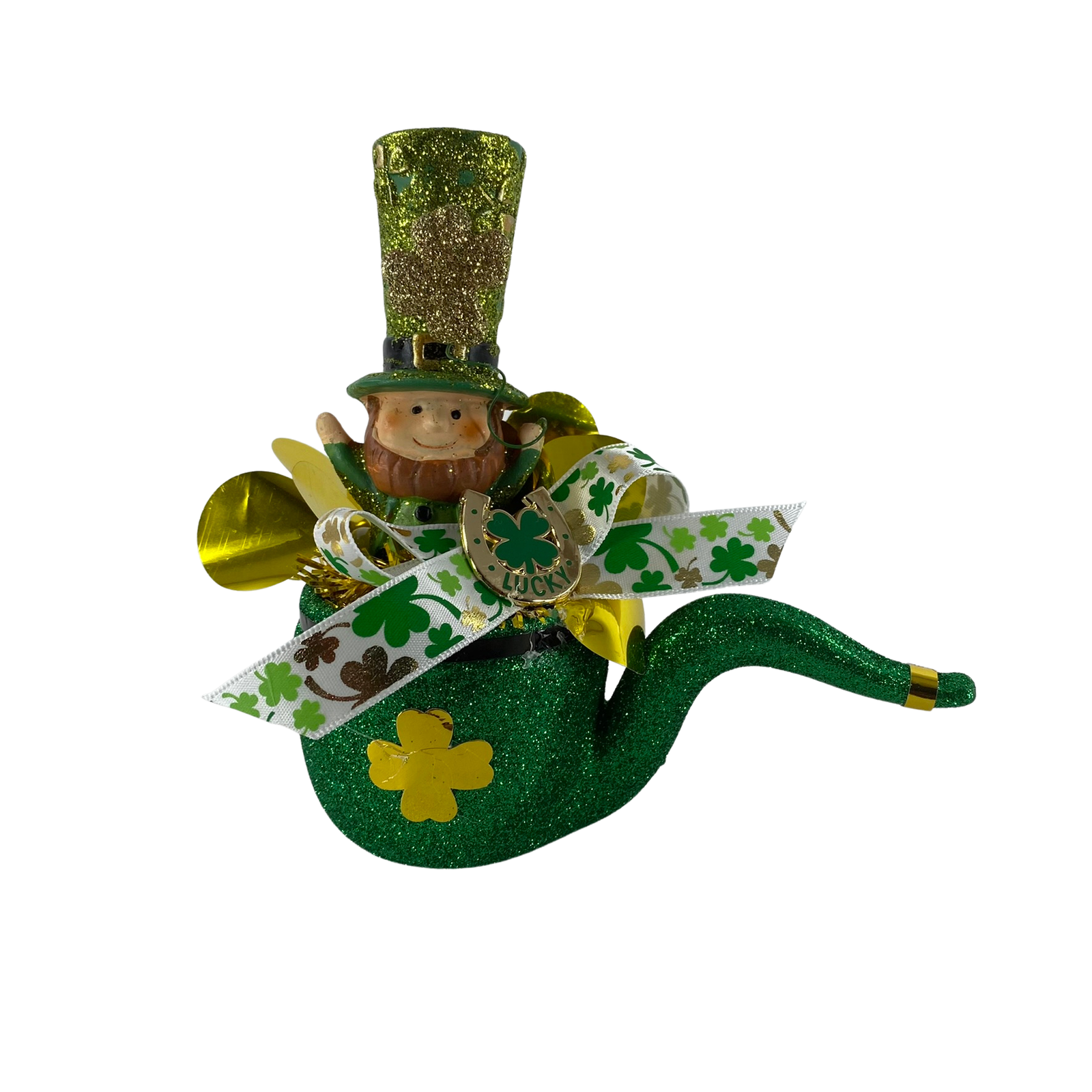 AGD St Patrick's Decor -  Resin Leprechaun Figurine Pipe Display
