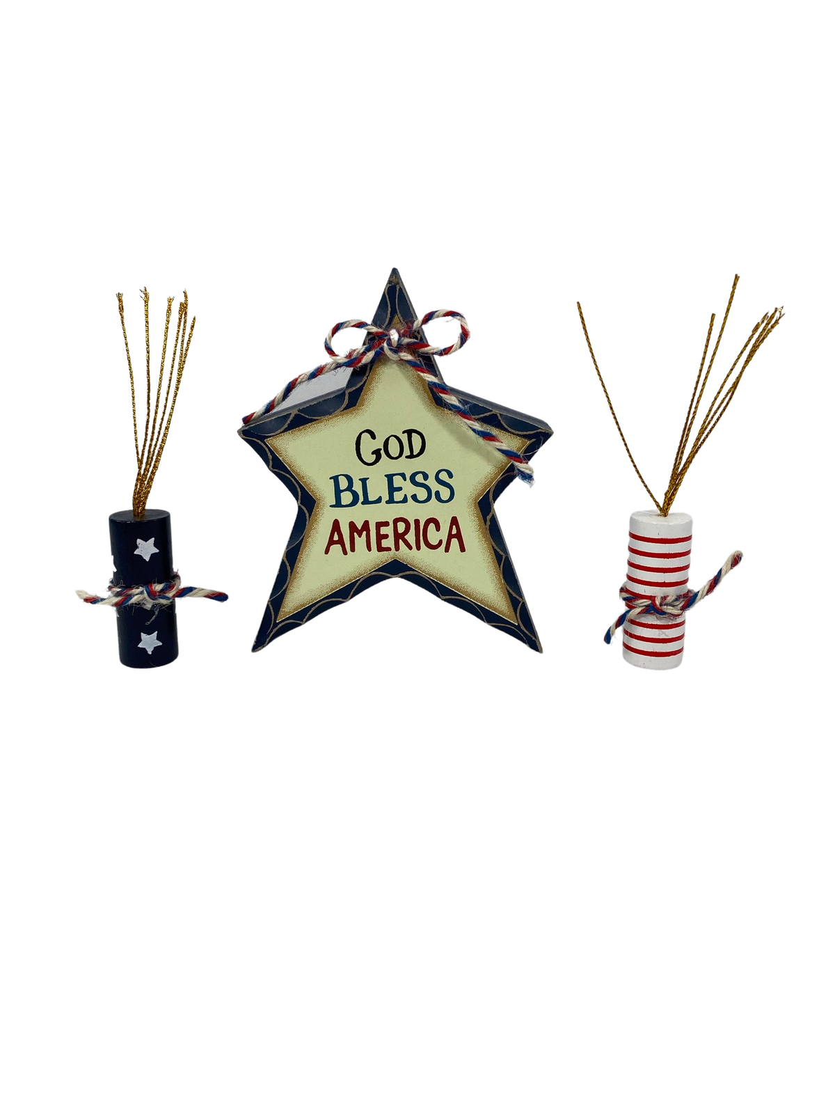 AGD Patriotic Decor - God Bless America Star and Firecrackers 3pc Set