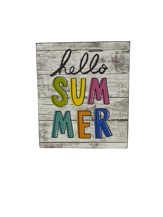 AGD Summer Decor - Happy Day Hello Summer Reversible Block Sign