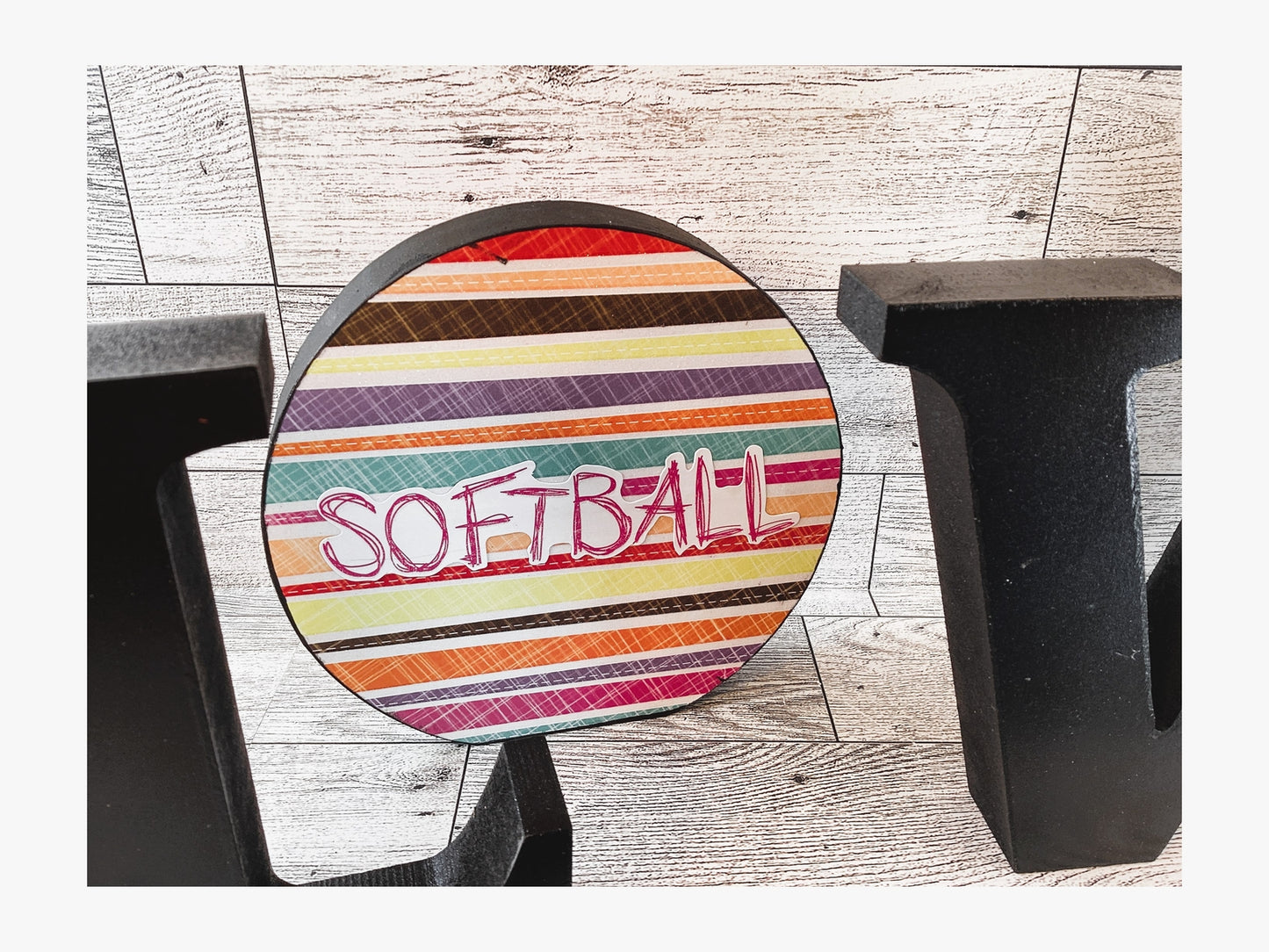 AGD Sports Gift Decor -  Wood Softball Love L O V E Word Tabletop Display