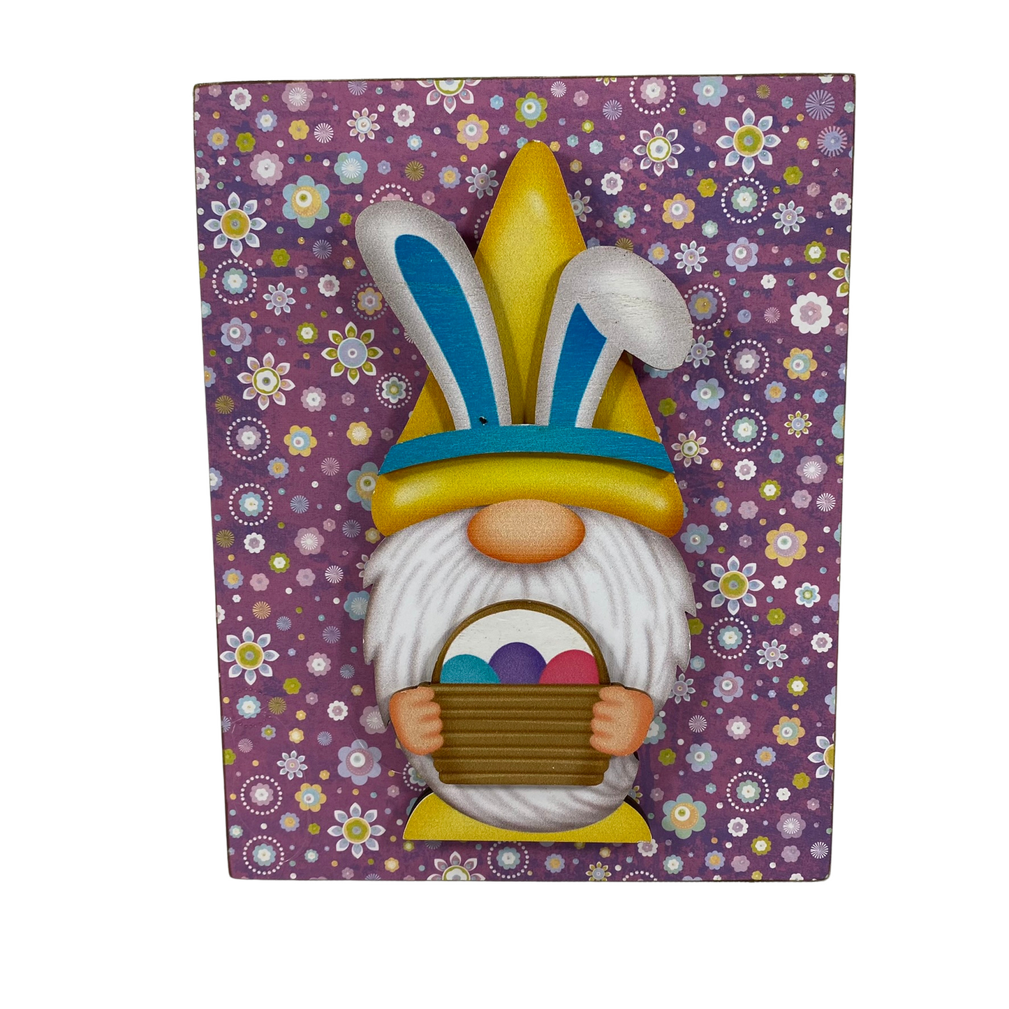 AGD Easter Decor - Bunny Eggs Gnome Happy Easter Reversible Block Sign