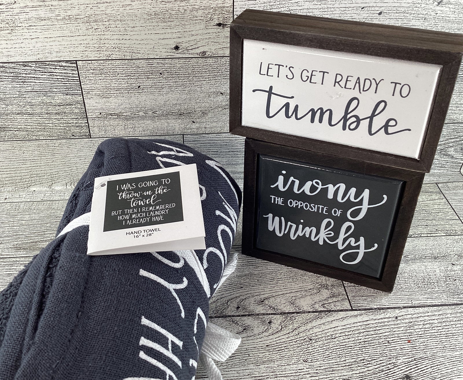 PBK Home Decor - Gray Laundry Room Towel Box Sign 3pc Set