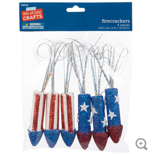 HL Patriotic Decor - Foam Stars and Stripes Glitter Firecracker 12pc Set