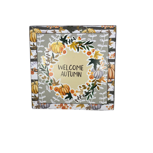 AGD Fall Decor - Welcome Autumn Thankful Season 3-D Reversible Wood Box Sign