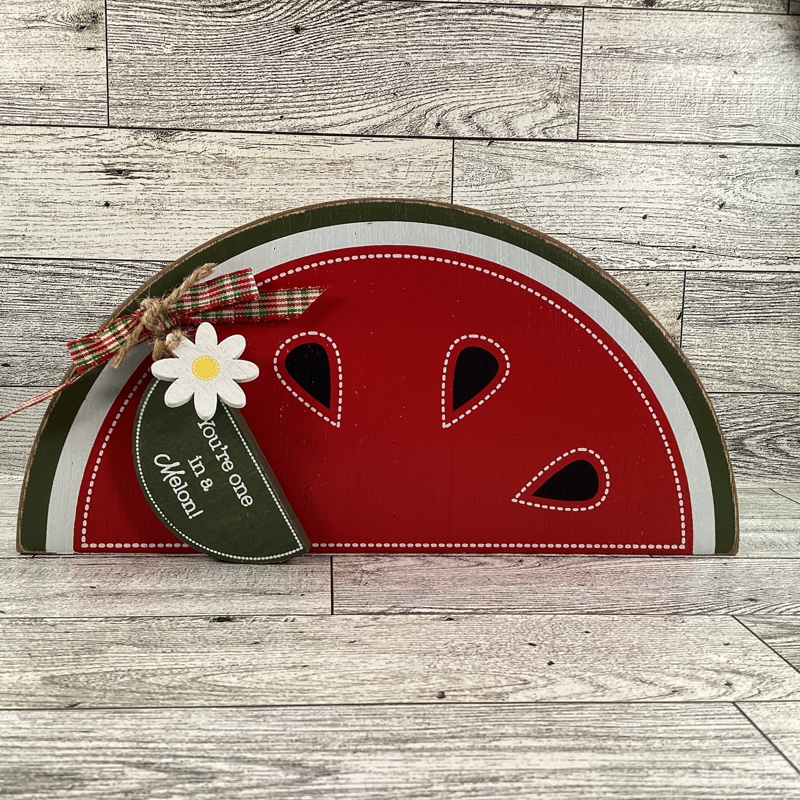 Summer Decor - One In A Melon Chunky Wood Watermelon Sitter