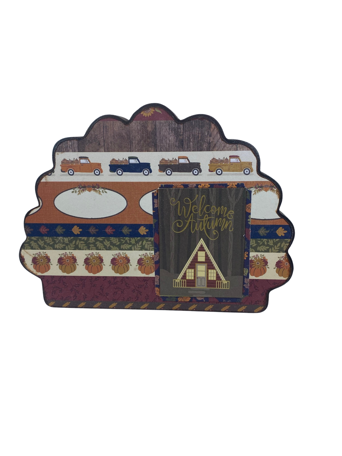 AGD Fall Decor - Reversible Blessings Welcome Chunky Wood Turkey Sign