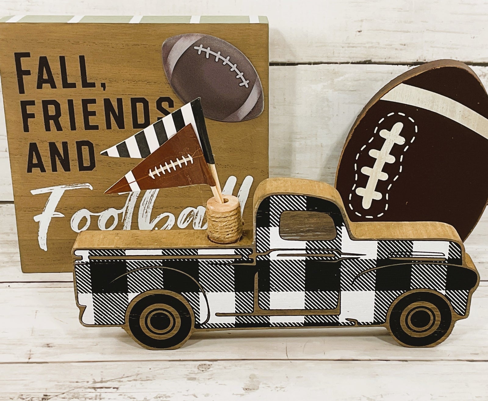 AGD Fall Decor - Truck Football Superbowl Party Theme  Decor 4pc