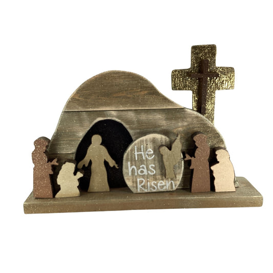 AGD Easter Decor - Jesus Wood Resurrection Tomb Scene