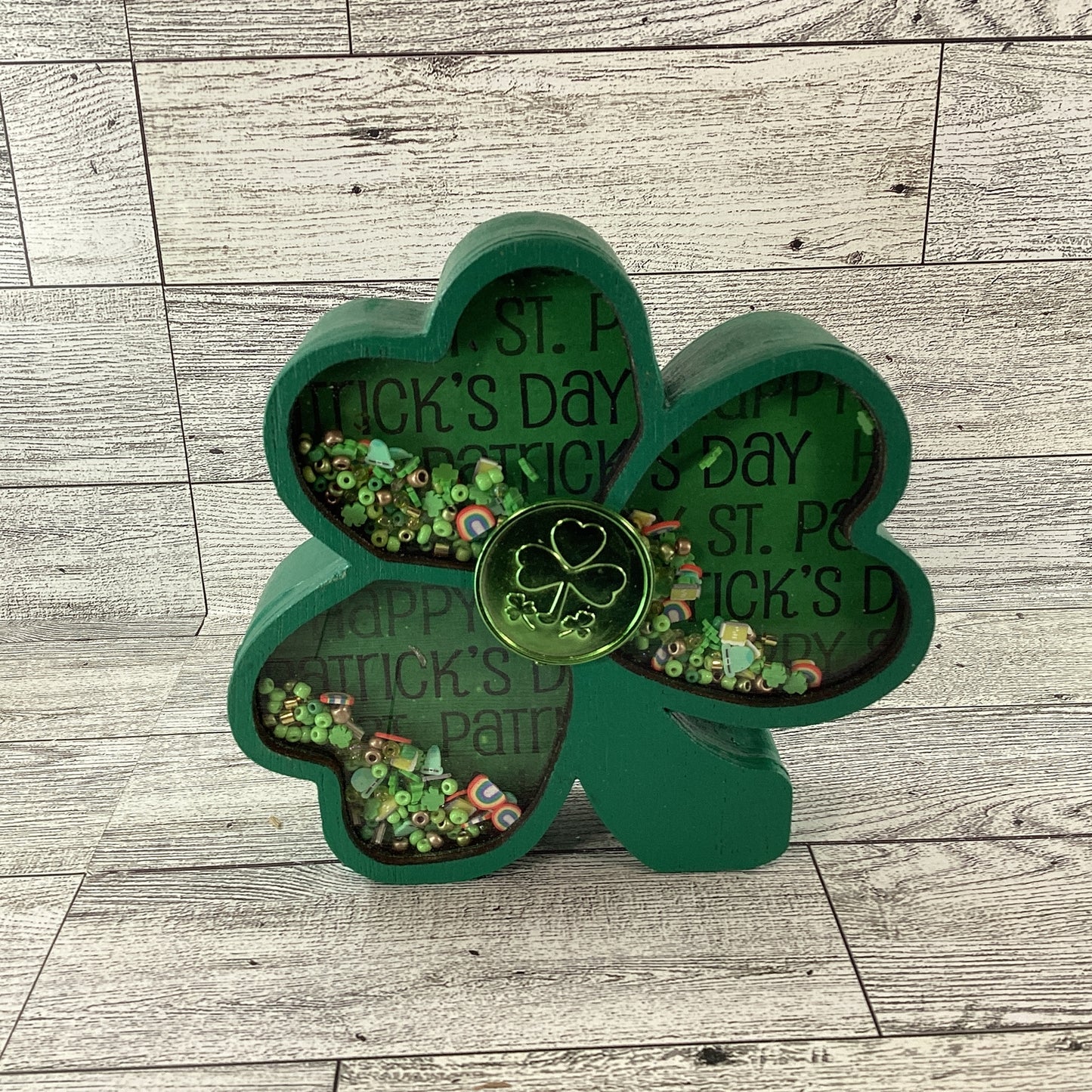 AGD Saint Patrick Decor -  Irish Shamrock Chunky Wood Shaker Sitter