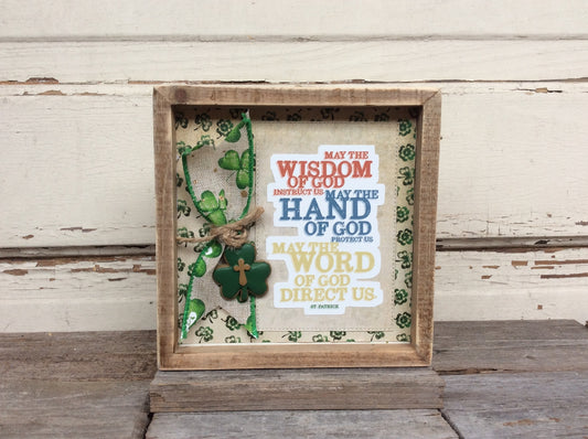AGD St Patrick's Decor - Religious Irish Proverb Inset Box Sign