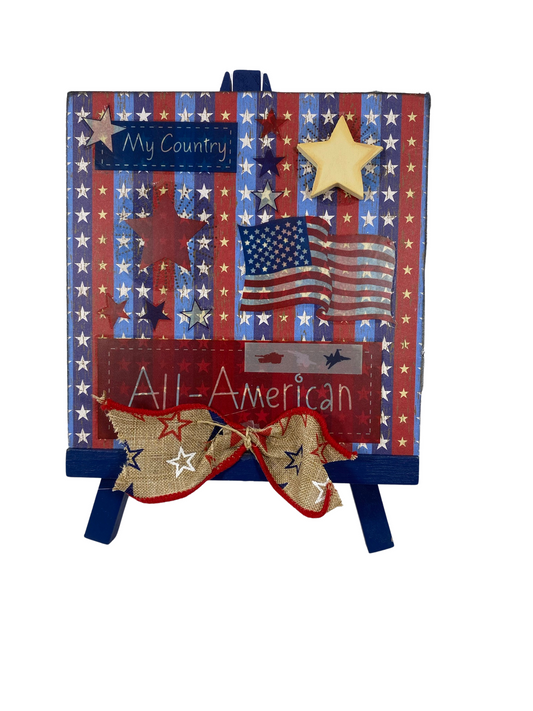 AGD Patriotic Decor - Memorial Veteran All American Sign Easel Display