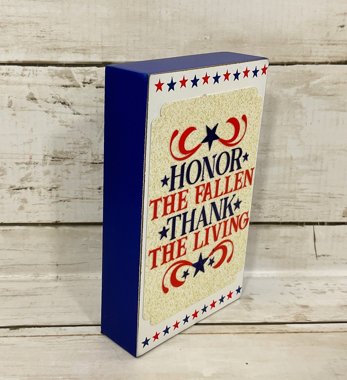 AGD Patriotic Decor - Memorial Veteran's Day Block Sign Decor