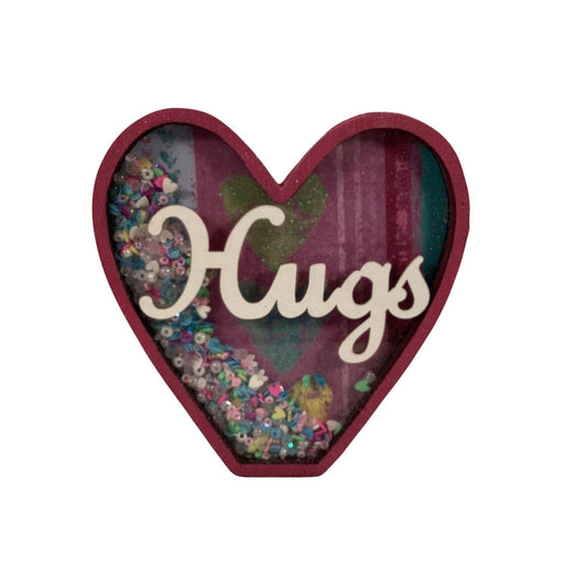 AGD  Valentines Decor - Heart Shaped Hugs Chunky Wood Shaker