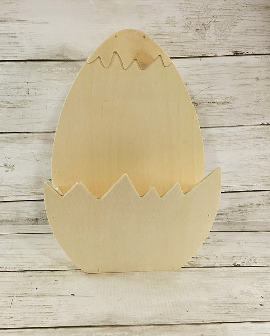 Spring Craft Decor - Unfinished 3-D Wood Egg Shape Container
