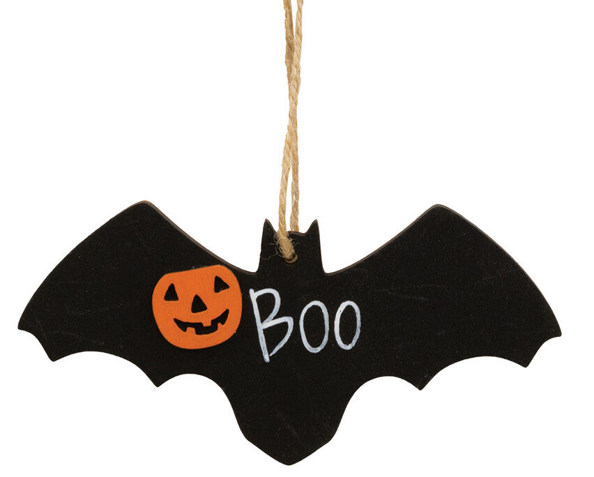 CWI Halloween Decor - Small Prim Black Boo Bat Ornament