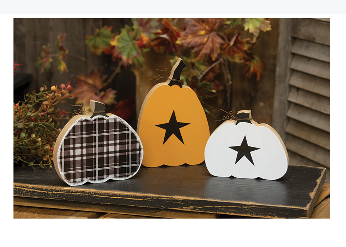 CWI Halloween Decor - Black White Orange Prim Reversible Pumpkin 3pc Set