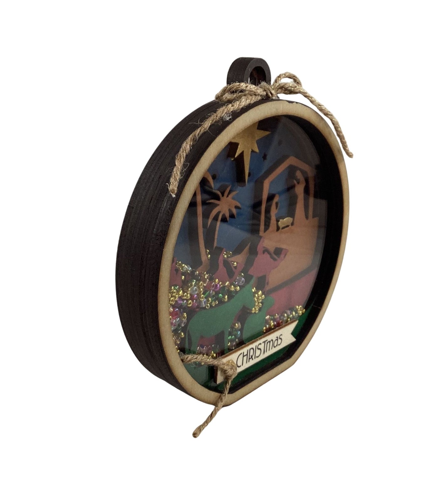 AGD Christmas Decor -  Nativity Layered Scene Chunky Wood Shaker