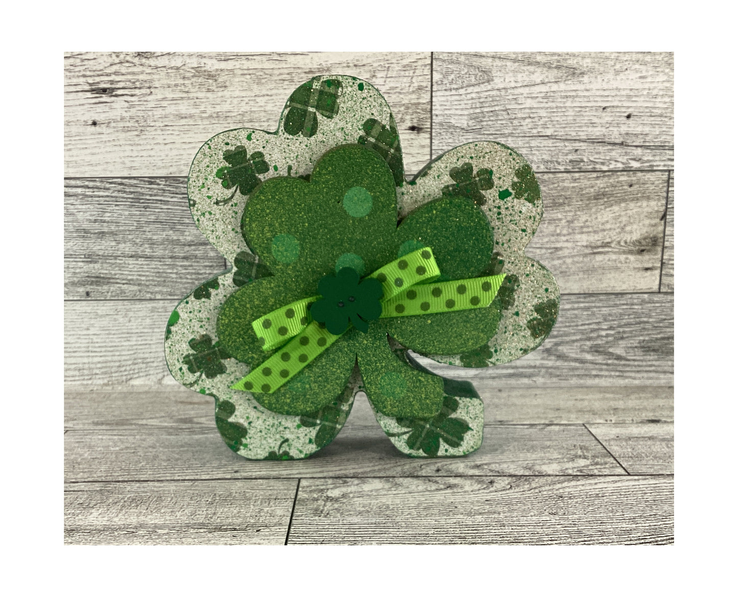 AGD St Patrick's Decor - Drink Be Blessed Chunky Shamrock & Sign 2pc.