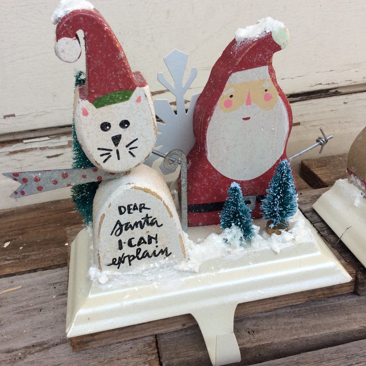 AGD Christmas Decor – Bah Humbug Cat & Santa Stocking Holder 2pc Set