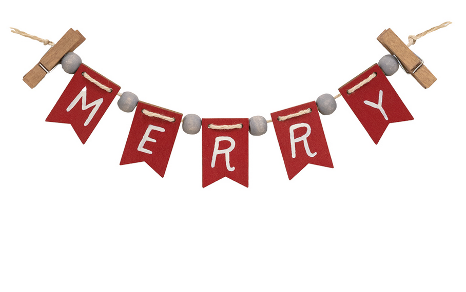 CWI Christmas Decor - Merry Tier Tray Mini Small Banner Garland Clip