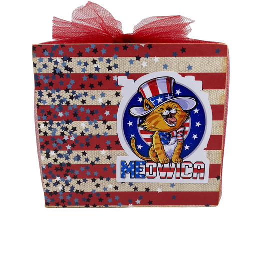 AGD Patriotic Decor - Dog Cat Pet Meowica Double-Sided Box Sign