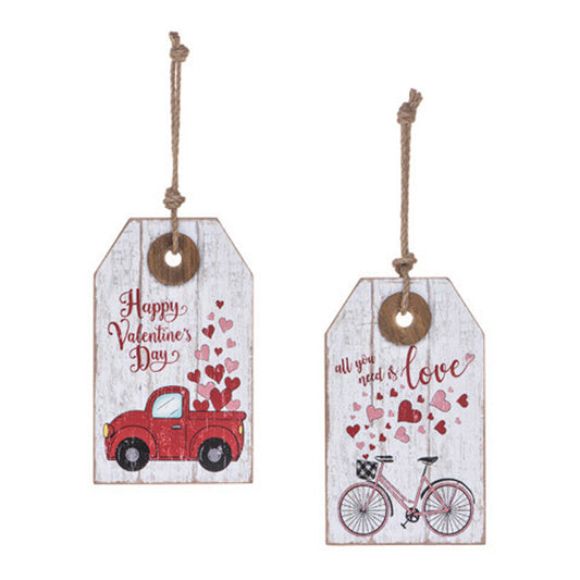 Darice Valentines Decor - Vintage Truck Bike Wood Tag Ornaments