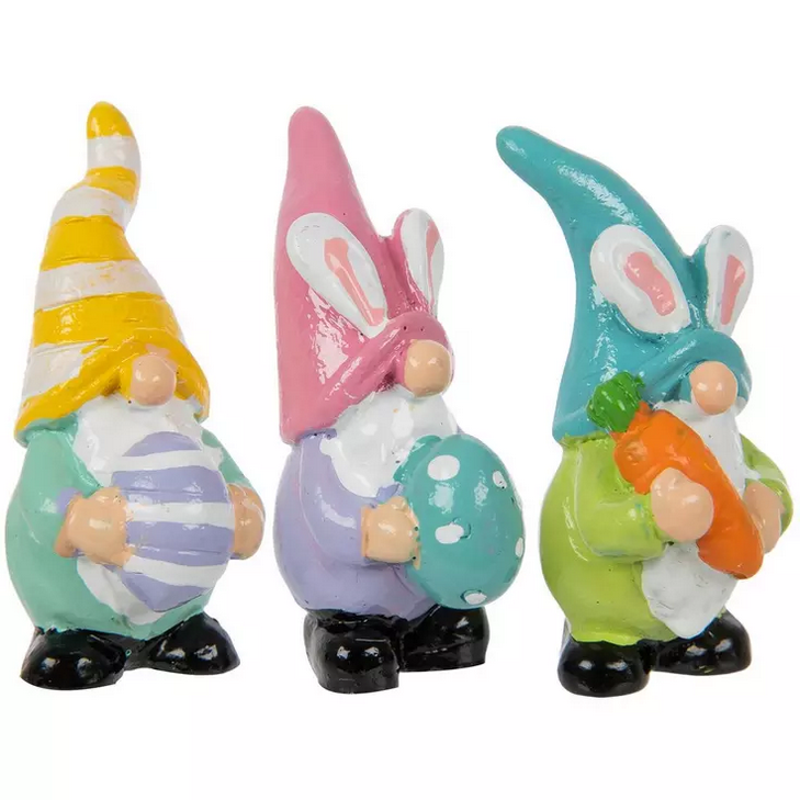 HL Spring Craft Decor - Miniature Resin Gnomes 3pc Set