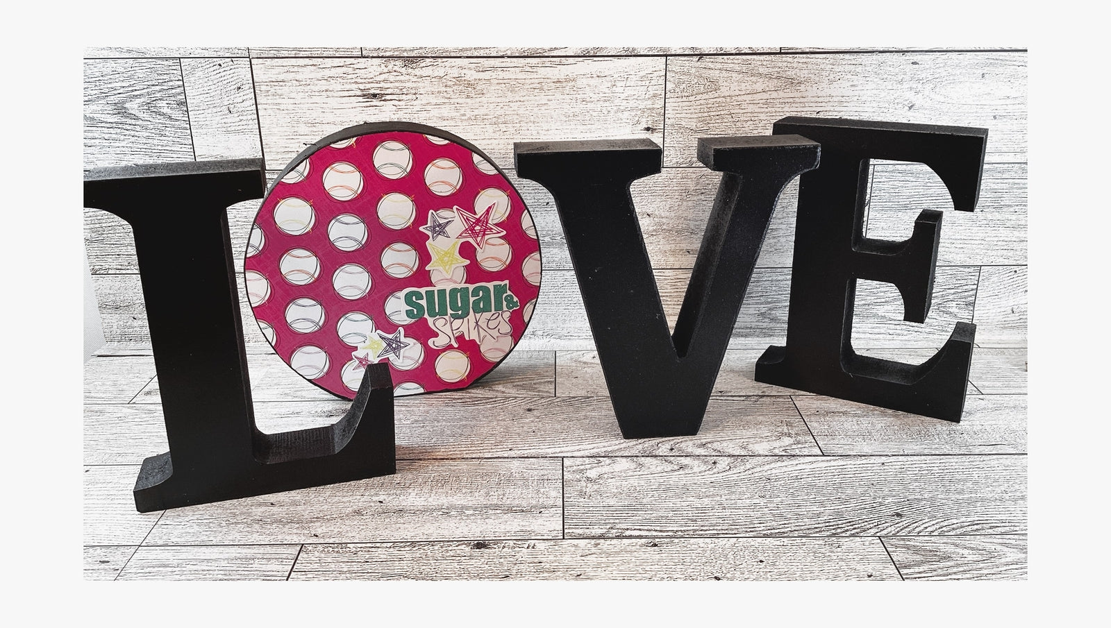 AGD Sports Gift Decor -  Wood Softball Love L O V E Word Tabletop Display