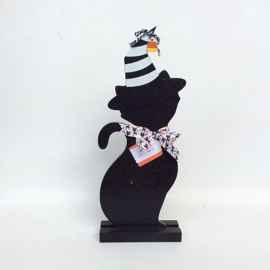 AGD Halloween Decor - Black Cat Wood Cat O Ween Tabletop Display