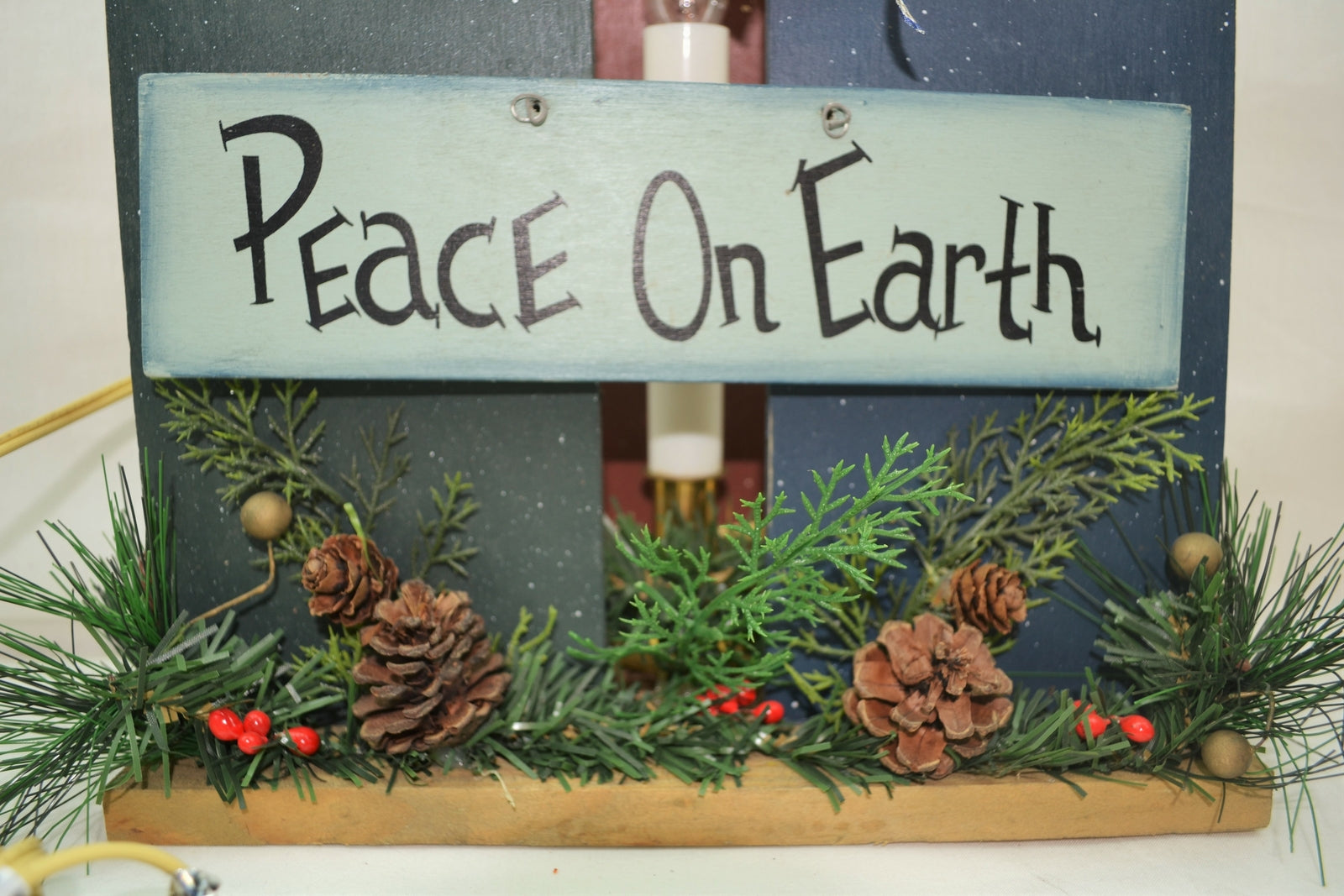 AG DesignsChristmas Decor - Prim Country Chunky Wood Lighted Candles - Peace