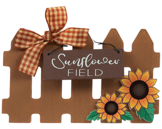 HL Fall Decor - Sunflower Chunky Wood Fence Tier Tray Decor