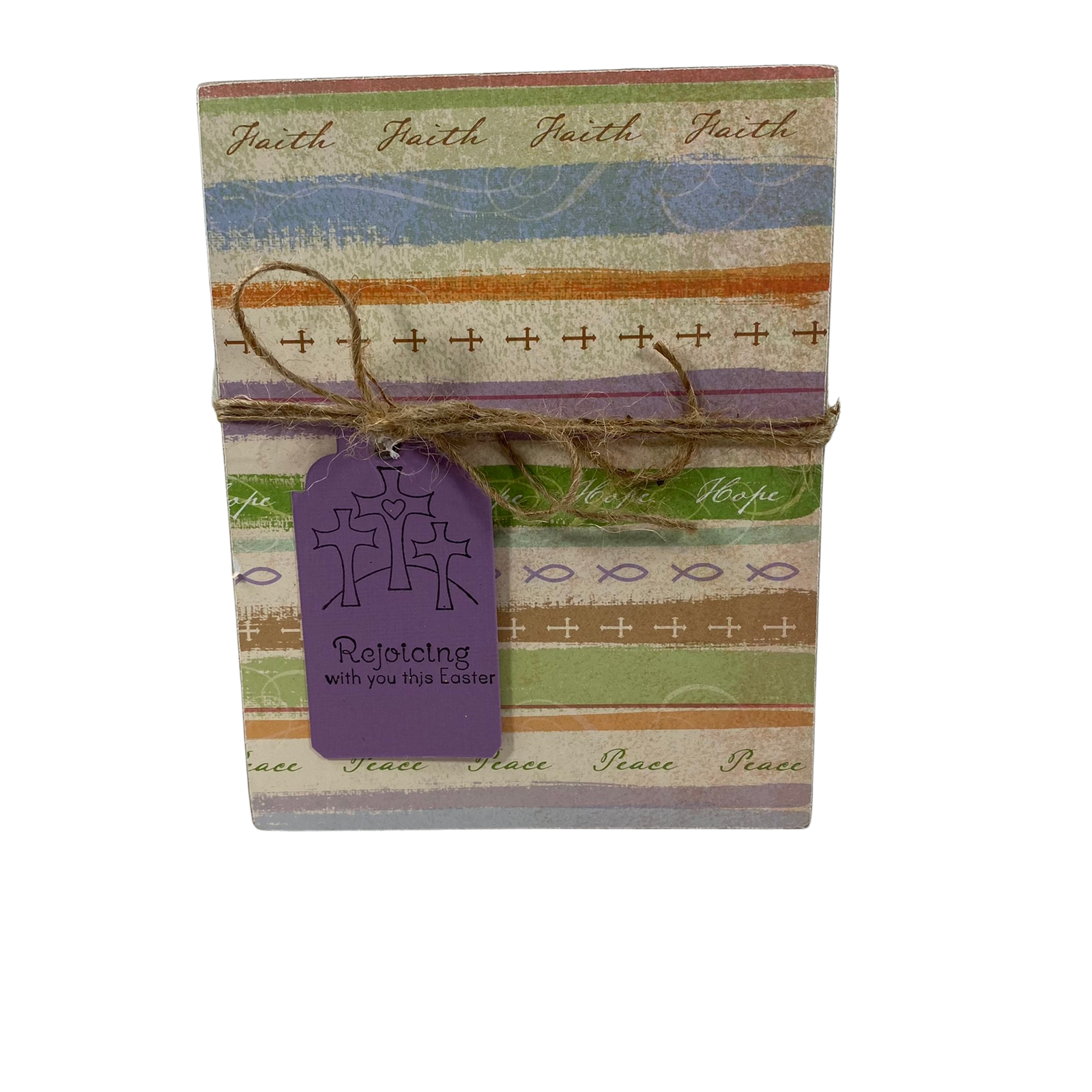 AGD Easter Decor - He Is Risen Rejoicing Reversible Block Sign